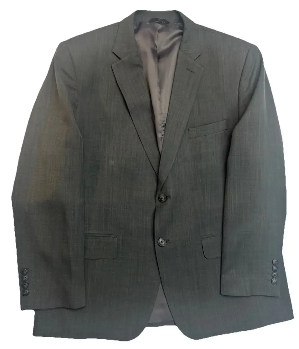 Haggar Tailored Fit Gray Sport Coat Blazer Mens 44S Wool 2 Button Suit Jacket
